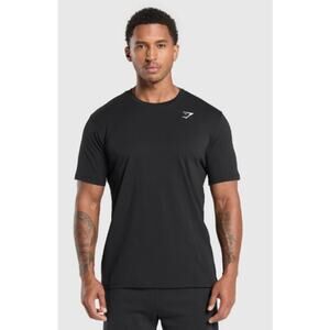 Gymshark Mens XXL Regular Fit Crest T-Shirt Black Cotton Crew Neck Short Sleeves